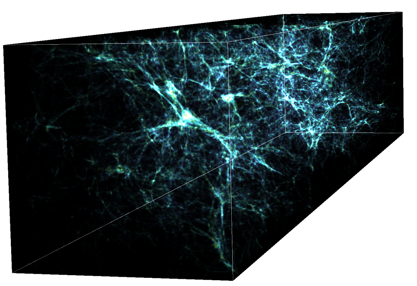 3D cosmological simulation showing cosmic web structure