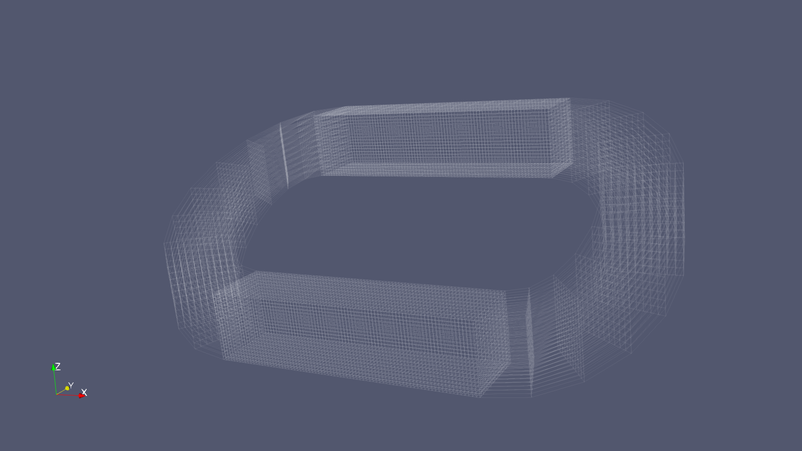 3D helix mesh showing MFEM unstructured curved geometry
